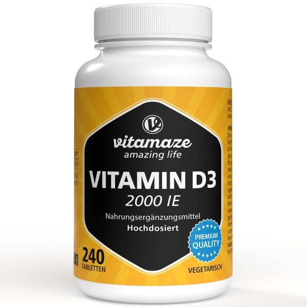 Vitamaze® Vitamin D3 2000 IE hochdosiert & vegetarisch, 240 Tabletten