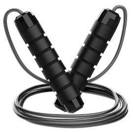 Vonmerie Wire Skipping Rope, Speed Rope Adjustable with Skin-friendly Foam Handles, Adjustable Length, Non-Slip and Breathable, Very Suitable for Adult Fitness (Black)