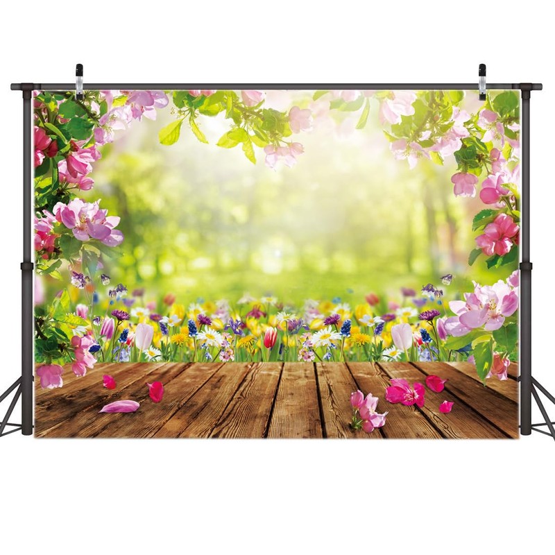 AIIKES 8x6FT Spring Photography Backdrop Spring Natural Scenery Flower Backdrop