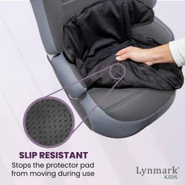 Lynmark Waterproof Booster Seat Protector for 2+ Years old Potty Training, Spillages, and Pushchair Liner - Child Car Travel Essentials - Reusable, Breathable, Non-slip Back, No Bucklehole (Black)