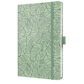 SIGEL J5353 Jolie Weekly Planner 2025, Design Green Monstera, 13,5 x 20,3 cm, hardcover, 174 Pages, Light Green, Black