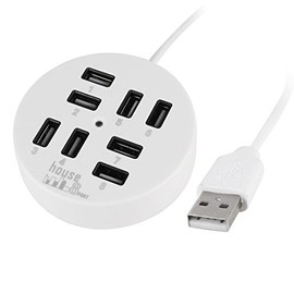 sourcing map Round 8-Port White LED Light USB 2.0 Hub Splitter Adapter Replacement