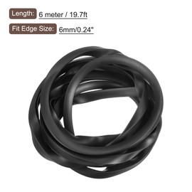 sourcing map sourcing map U Channel Edge Trim, 19.7ft Length Rubber Guard Seal Strip Edge Protector Flat Type Fit for 6mm Edge, (25/64" W x 3/8" H) Black