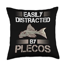 Plecostomus Pleco Fish Aquarium Food Tank Zebra Cave Throw Pillow, 18x18, Multicolor