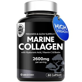 Marine Collagen Capsules 2600mg – Type 1 & 3 Hydrolysed – with Hyaluronic Acid & Vitamin C – High Strength Complex for Skin, Hair, Nails & Joints – 60 Capsules – Women & Men – UK Formulated