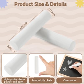 Fulmoon 40 Pcs Jumbo Sidewalk Chalk Outdoor Art Non Toxic Large Washable Street Chalk for Adults Drawing Painting(White)