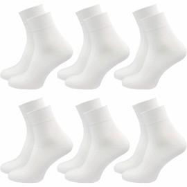 GAWILO Women's Wellness Socks (6 Pairs) | Without Elastic Waistband & Without Seam | Vein Socks with Comfort Waistband & Reinforced Stress Zones, White