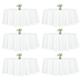 WIGENIUS Table Cloth,Polyester Table Cover, Tablecloth for Wedding Dining Table Buffet Parties and Camping (White, 60inches Round)