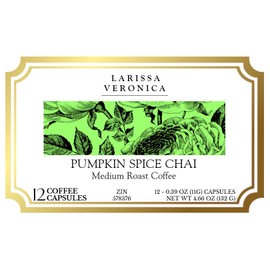 Pumpkin Spice Chai Medium Roast Coffee (Single Serve K-Cup Pods) (Gourmet, Naturally Flavored, Whole Coffee Beans) (12 pods, ZIN: 578376) - 2 Pack