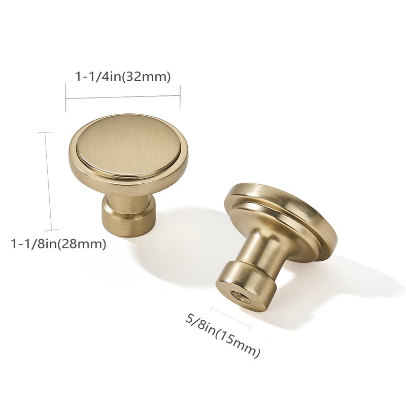 ZAUYX 5 Pack Gold Cabinet Knobs 1-1/4 inch, Jasper Pulls