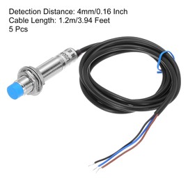 MECCANIXITY M12 Approach Sensor Inductive Proximity Sensor Switch NC Normally Close PNP 4mm Detection Distance, DC 6-36V LJ12A3-4-Z/AY, 3.9ft, 5Pcs