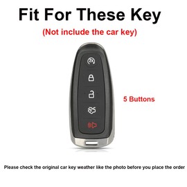 TECART Carbon Fiber Car Key Fob Case Keyring Key Shell fit for Ford Edge Escape Explorer Taurus Flex Focus Titanium Expedition C-max Energy 5 Buttons Car Accessories Keyring Key Fob Case Black A