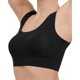 Coobie Invisible Scoop Wireless Bra,Black,Full Size
