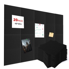 Cork Boards for Walls 60"x48" Black Felt Board Alternative Felt Bulletin Board Tiles for Office Wall Decor, Push Pin Board Wall Organizer for Cork Tiles Bulletin Board Home Office Essentials 20p
