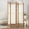 Gecheer Room Divider, Folding 4-Panel Bamboo and Canvas Screen, 63