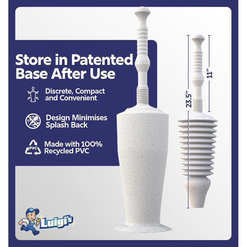 Luigi's Toilet Plunger - Unclogger Plungers for Bathroom - Heavy
