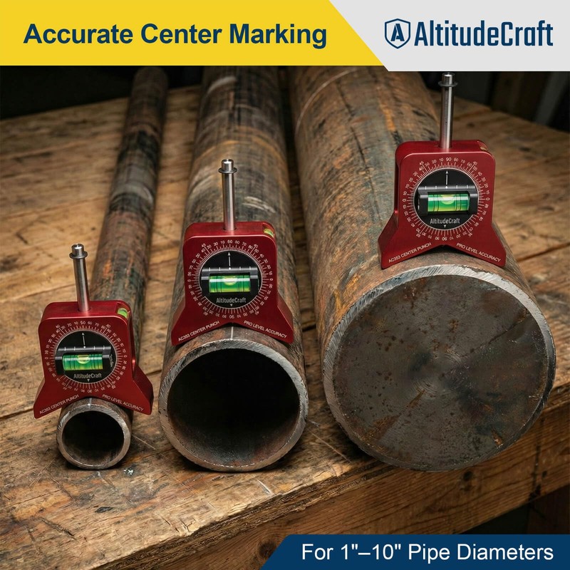 AltitudeCraft Magnetic Pipe Center Finder Punch Tool, 1–10 Inch Fitter