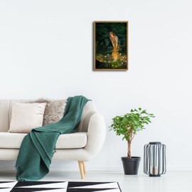 Wieco Art Framed Canvas Wall Art Fairy Tale Midsummer Eve with A Girl and Elves by Edward Robert Hughe Neoclassical Art Nouveau Print Picture for Living Room Home Decorations