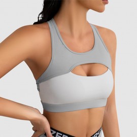 JBT Color Block Sport Bras for Women Padded Sports Bra with Hollow Out Design, Medium Support Workout Yoga Crop Tops