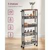 VASAGLE Slim Rolling Cart, 5-Tier Storage Cart, Narrow Carts with