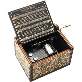 HEZNZXQ Wooden Music Box, Amazing Grace Music Boxes, Gift for Christian, Friends, Idea for Christmas, New Year, Valentine's Day, Birthday, Anniversary, Graduation