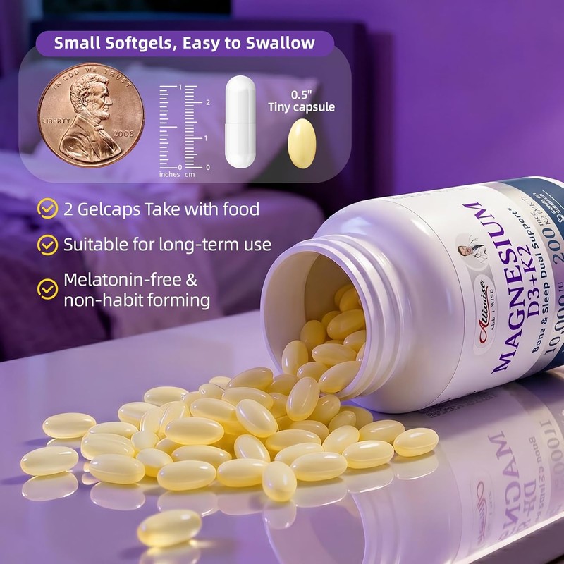Magnesium Glycinate 400mg Softgels, Small Easy to Swallow High Absorption