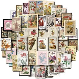 Lumbor37 Vintage Stamp Pegatinas 50 Piezas Sellos Decorativos Calcomanías de Papel Decorativo Bolsas de Sobre Estampillas Etiquetas de Álbum de Recortes (Sellos)
