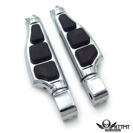 HONGK Chrome Stiletto Flat Footpegs For Yamaha Road Star Warrior 2002-2009 Front