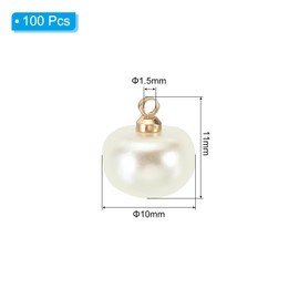 PATIKIL 10mm Pearl Buttons, 100pcs Chubby-Buttons Large Button Handmade Tightener White Faux Pearl with Shank for Crafts Sewing Clothes DIY Christmas Sweater Shirt, Golden Beige