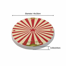 Circus Coasters Vintage Carnival Red Stars Arts Absorbent Drink Coaster Set of 2 Unique Beer Beverage Coasters for Coffee Table Cup Bar Coasters Cute Cork Ceramic Coasters