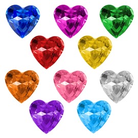 AWAVM 10PCS 40mm Acrylic Gem Set, Heart Shaped Gemstone Toys, Easter Gifts, Treasure Game Props, Birthday, Party Decorations, Gifts