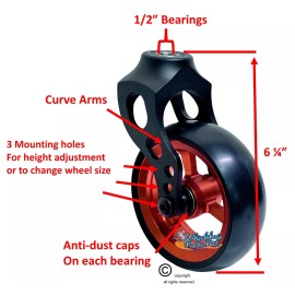 Wheelchairparts.Net 5" x 1.40" Caster Fork Assemblies - 5"x1.40" Orange Rim+ Black Fork