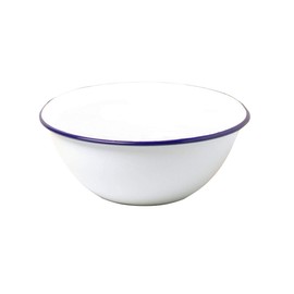 Dunlevy Enamel Mixing Bowl Enamel Bowl Plate Mixing Bowl Serving Bowl BlueRim (Mixing Bowl - 18cm)