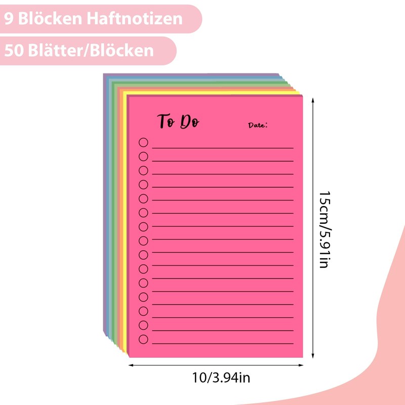 9 Pads To Do List Lined, 450 Sheets Sticky Notes