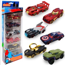 DGTSYAL Cars Autos Spielzeug, 6 Stück Anime Spielzeugauto Set, Spielzeugauto Hero Autokuchen Kinderidee Spielfahrzeuge Toy Cars Autos für Kinder ab 3 Jahr (Color)