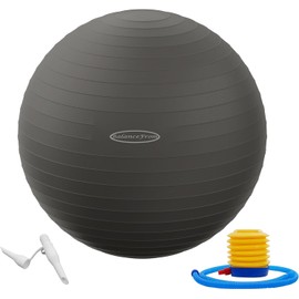 Elevon Yoga Exercise Ball, Anti-Burst and Slip Resistant Workout Ball - Yoga, Fitness, Core & Physical Therapy, Birthing Ball with Quick Pump, 2,000-Pound Capacity, Gray, 22-inch, M