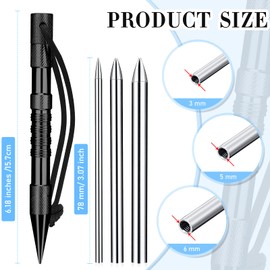 Paracord Knotters Tool Marlin Spike with 3 Pieces Paracord FID Paracord Tools Marlin Spike Stainless Steel Paracord Needle Lacing Needles for Paracord Leather Rope Cords Work Bracelet Weaving (Black)