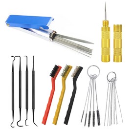 Carburettor Cleaner Set, Carburettor Carbon Dirt Remover, Carburettor Cleaner Motorcycle, Carburettor Cleaner, 13 Cleaning Set + 10 Cleaning Needles + 5 Nylon Brushes + 1 Sharp Mandrel (4+3)