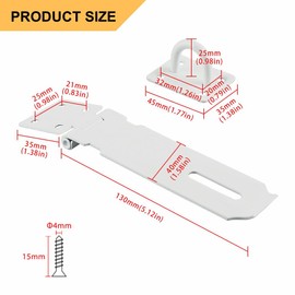 Alise Door Locks Hasp Latch,5 Inch SUS 304 Stainless Steel Safety Packlock Clasp Hasp Lock Latch,with Fixing Screw for External Doors Window Cabinet Pet Cage MS9W-5C