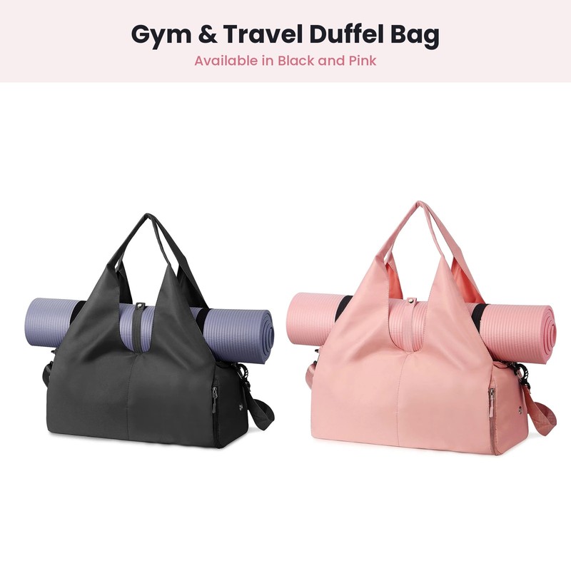 Gym Duffel Bag with Shoe Compartment and Yoga Mat Strap,