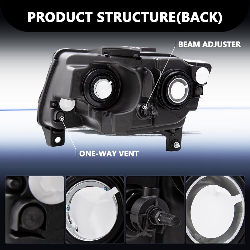Aosky Headlights [Bulbs Included] Compatible with 2011-2017 Compass/2011-2013 Jeep Grand