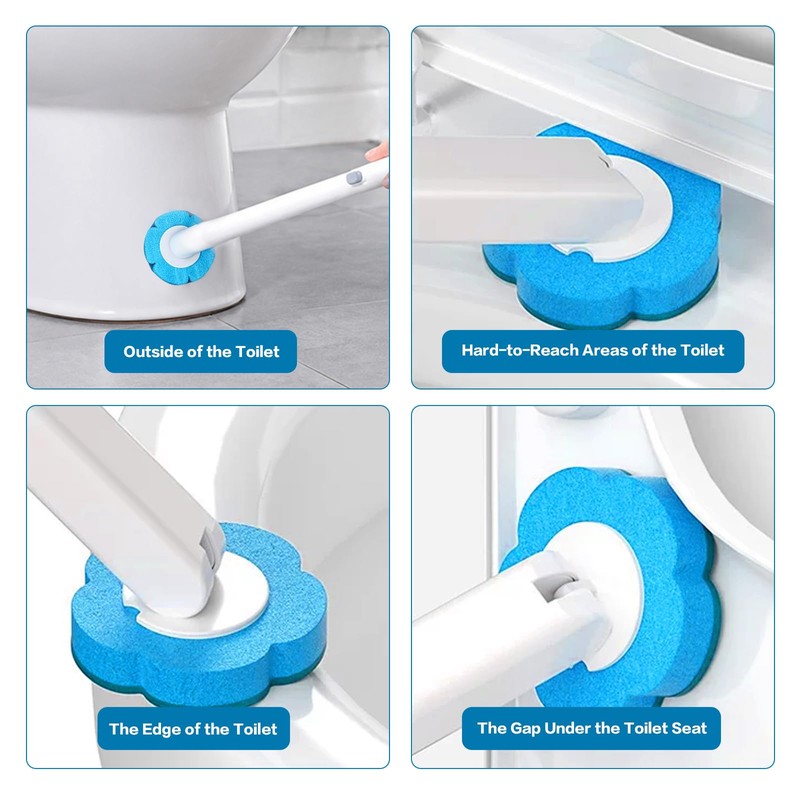 ALAHUGYEF 60 Pcs Disposable Toilet Brush Refills, tToilet Wand Refills
