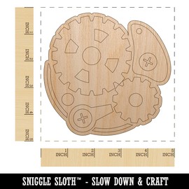 Steampunk Clockwork Watch Gears Unfinished Wood Shape Piece Cutout for DIY Craft Projects - 1/8 Inch Thick - 4.70 Inch Size