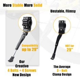 CyclingDeal Adjustable Bicycle Kickstand Rear Mount Type - for Mountain Bikes MTB & 700C Road Hybrid Bikes Kids Bikes - Premium Quality Aluminium Alloy with New Clamp Design - for 24" - 29" & 700c