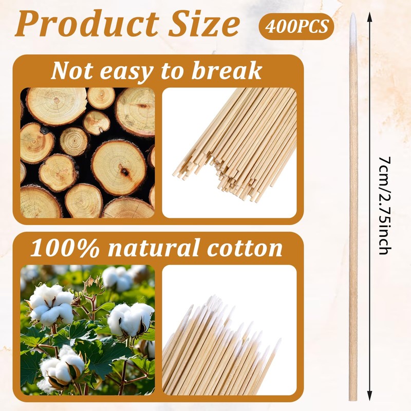 400 Stück Wattestäbchen Holz Spitz Kleine Dünn Wattestäbchen Reinigungsstäbchen Microbrush