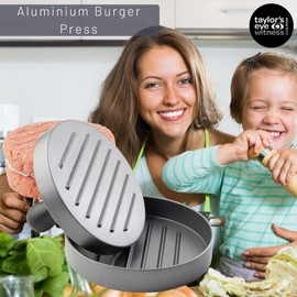 Taylors Eye Witness 4 1/2" Aluminium Burgess Press - Nonstick Coating 11.5cm Diameter Presser, PP Handle. Prevents Overworking of The Meat. Professional Results Every Time.