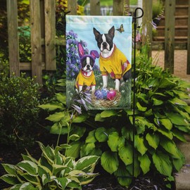 Caroline's Treasures PPP3037GF Boston Terrier Easter Bunny Garden Flag Mailbox Flag Decorative Yard Flag Banner Outside Patio Artwork Yard Flower Beds, Garden Size, Multicolor
