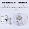 Minetom 66 Ft Warm White Crystal Globe String Lights 200