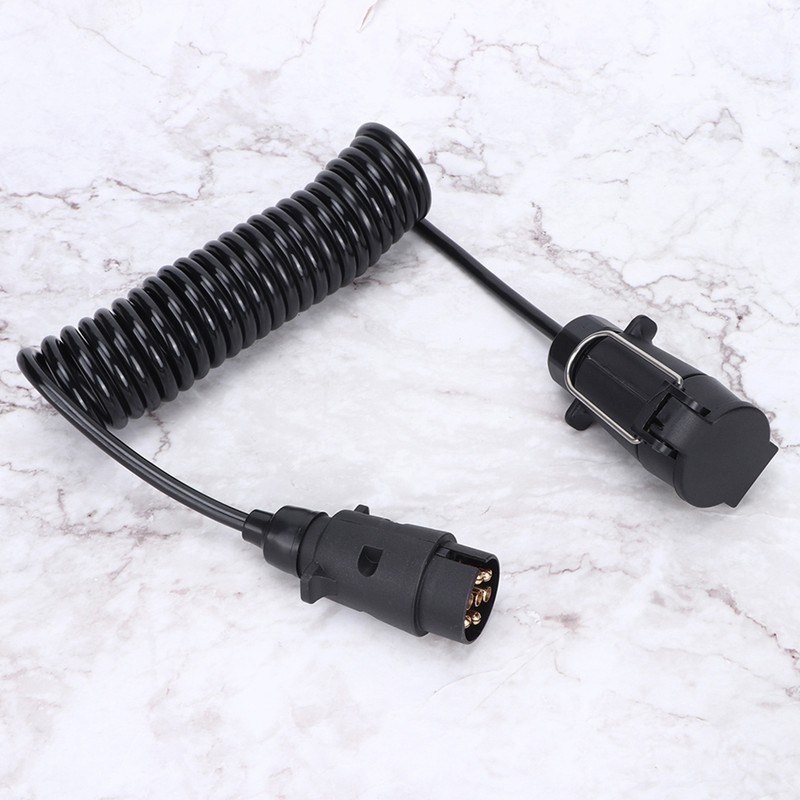 7 Pin Trailer Plug With 98.4in Spring Extension Cable 12V