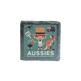 Aussies BBQ Masters and Boomerang Experts Slate Coaster – Perfect for BBQ Enthusiasts & Aussie Fans (slco-ds24-aussiesrg)